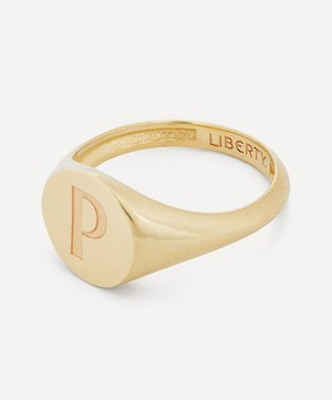 Liberty - 9ct Gold Initial Liberty Signet Ring - P image number 2