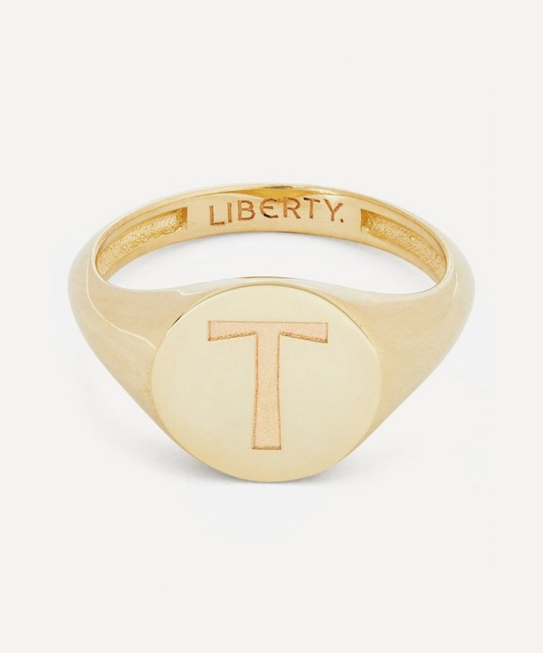Liberty - 9ct Gold Initial Liberty Signet Ring - T image number null