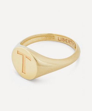 Liberty - 9ct Gold Initial Liberty Signet Ring - T image number 2