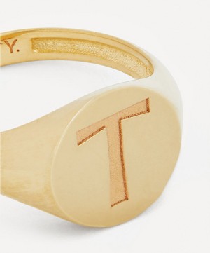 Liberty - 9ct Gold Initial Liberty Signet Ring - T image number 3