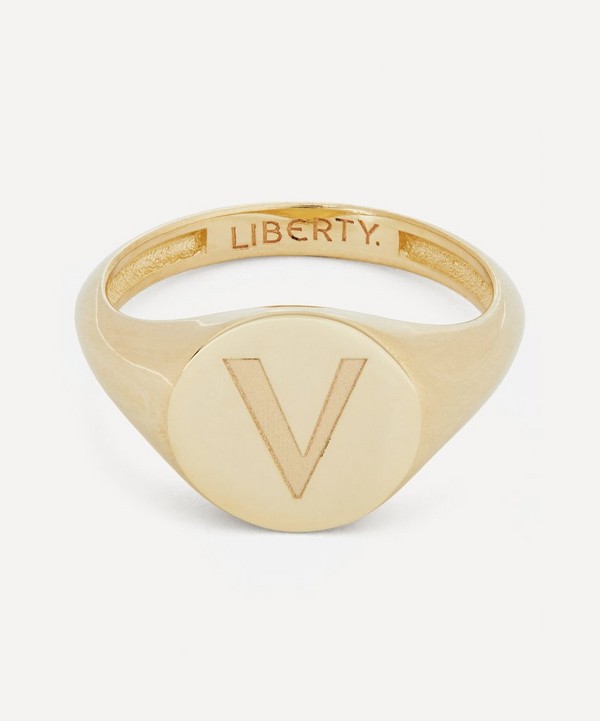 Liberty - 9ct Gold Initial Liberty Signet Ring - V image number null