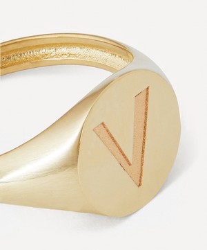 Liberty - 9ct Gold Initial Liberty Signet Ring - V image number 3