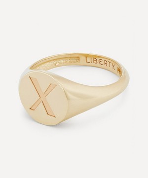 Liberty - 9ct Gold Initial Liberty Signet Ring - X image number 2