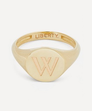 Liberty - 9ct Gold Initial Liberty Signet Ring - W image number 0