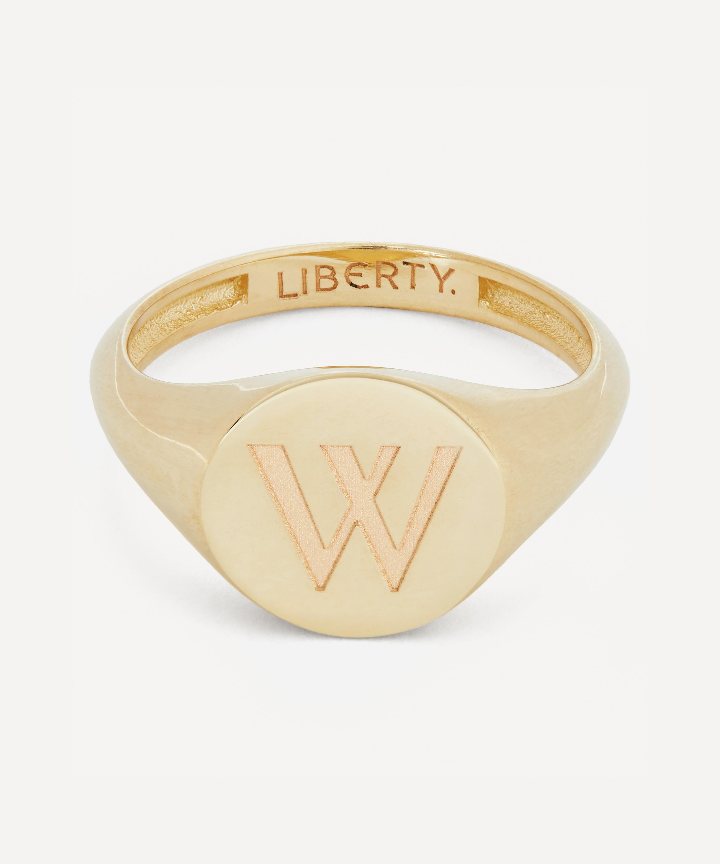 Liberty - 9ct Gold Initial Liberty Signet Ring - W image number 0