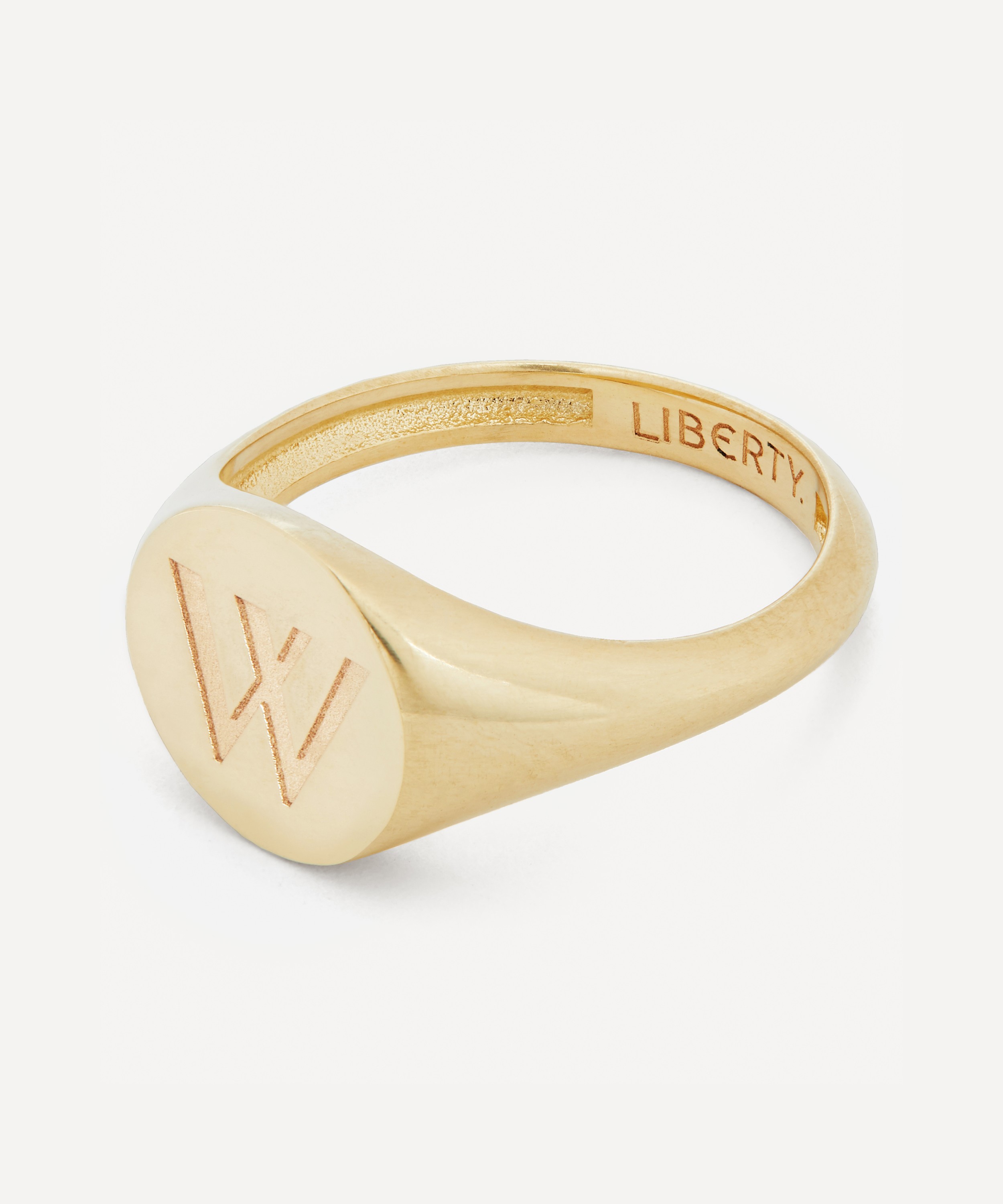 Liberty - 9ct Gold Initial Liberty Signet Ring - W image number 2