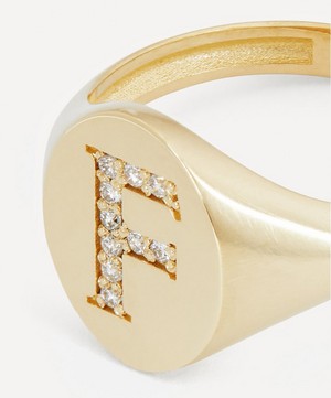 Liberty - 9ct Gold and Diamond Initial Liberty Signet Ring - F image number 3