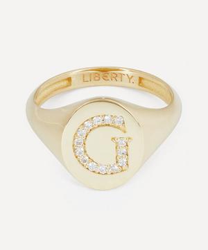Liberty - 9ct Gold and Diamond Initial Liberty Signet Ring - G image number 0
