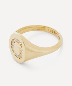 Liberty - 9ct Gold and Diamond Initial Liberty Signet Ring - G image number 2