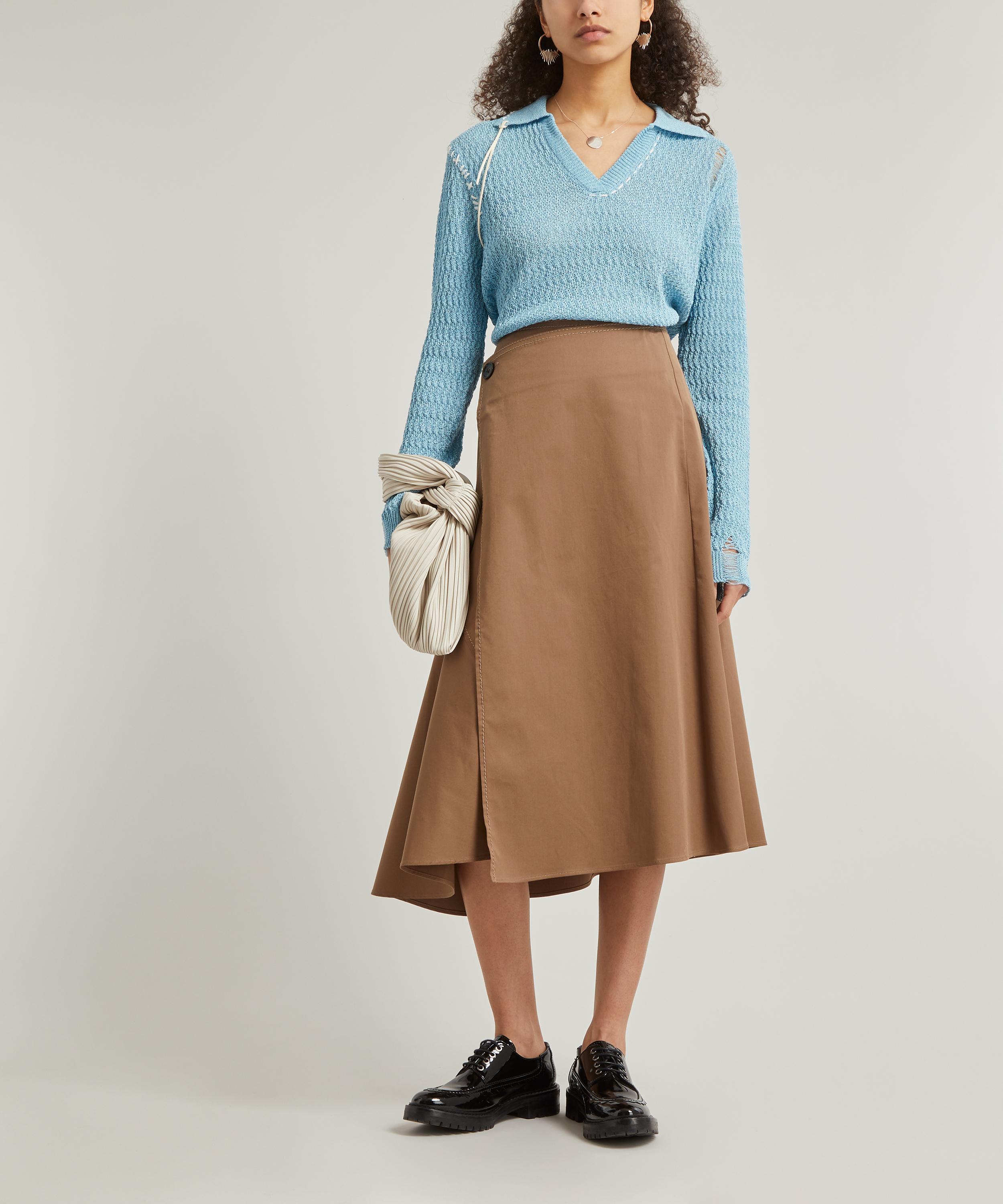 ANDERSSON BELL ERICA DISTRESSED KNIT POLO SHIRT