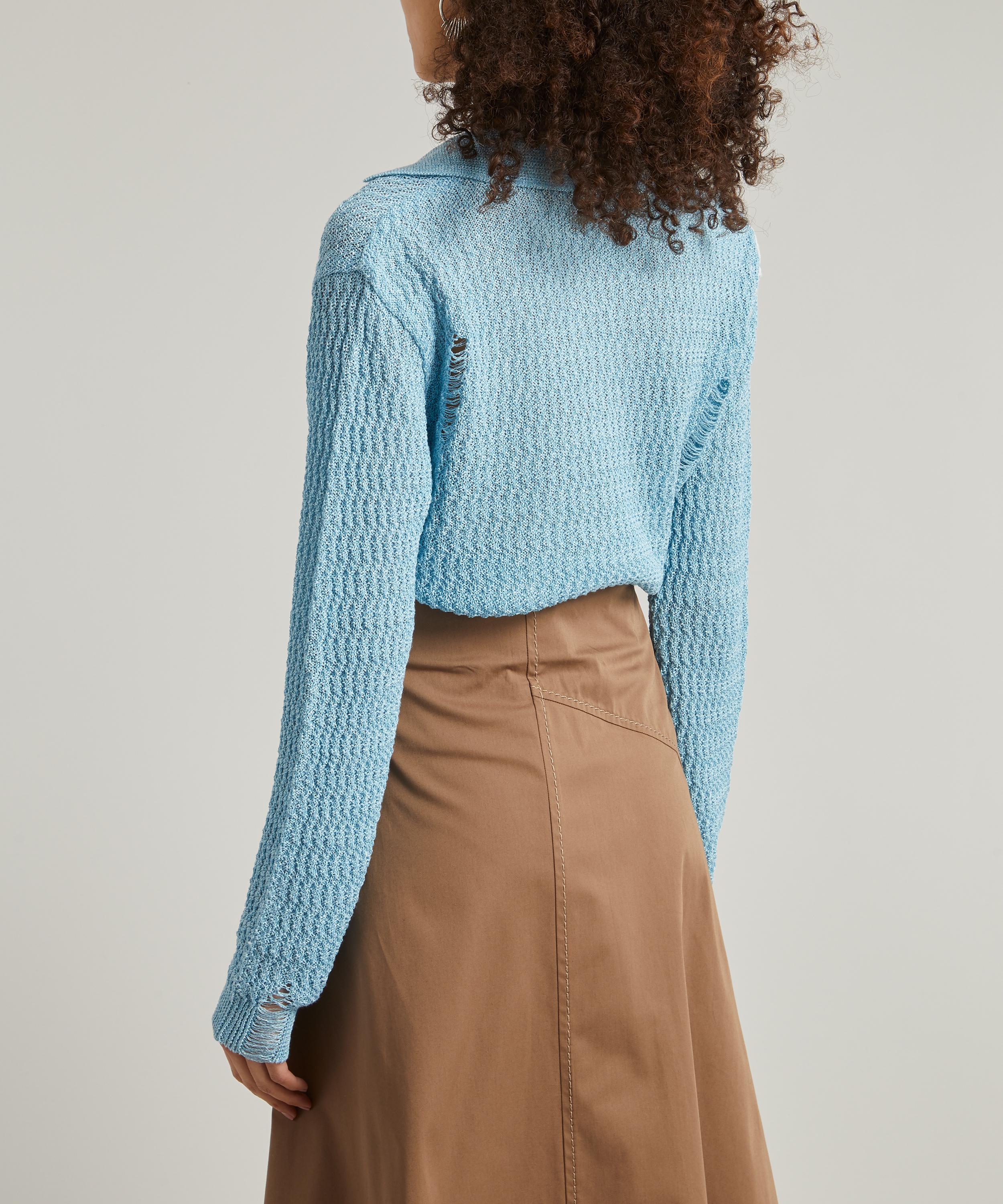 ANDERSSON BELL ERICA DISTRESSED KNIT POLO SHIRT