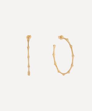 18ct Gold Bamboo Large Hoop Earrings