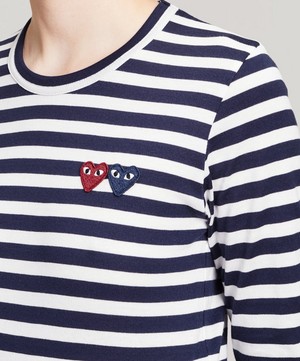 Comme des Garçons Play - Long Sleeve Stripe Cotton T-Shirt image number 4