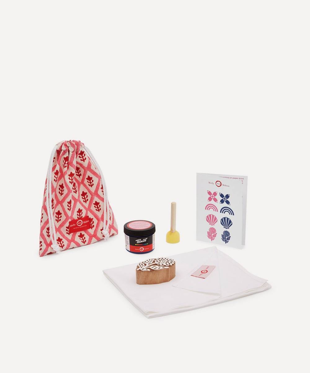 Molly Mahon - Tea Towel Block Print Kit Flower Indigo