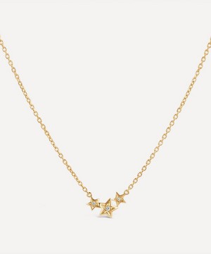 Dinny Hall - 14ct Gold Bijou Triple Diamond Star Pendant Necklace image number 0