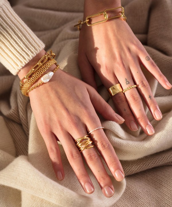 Monica Vinader Gold Plated Vermeil Silver Nura Biwa Pearl Bracelet | Liberty