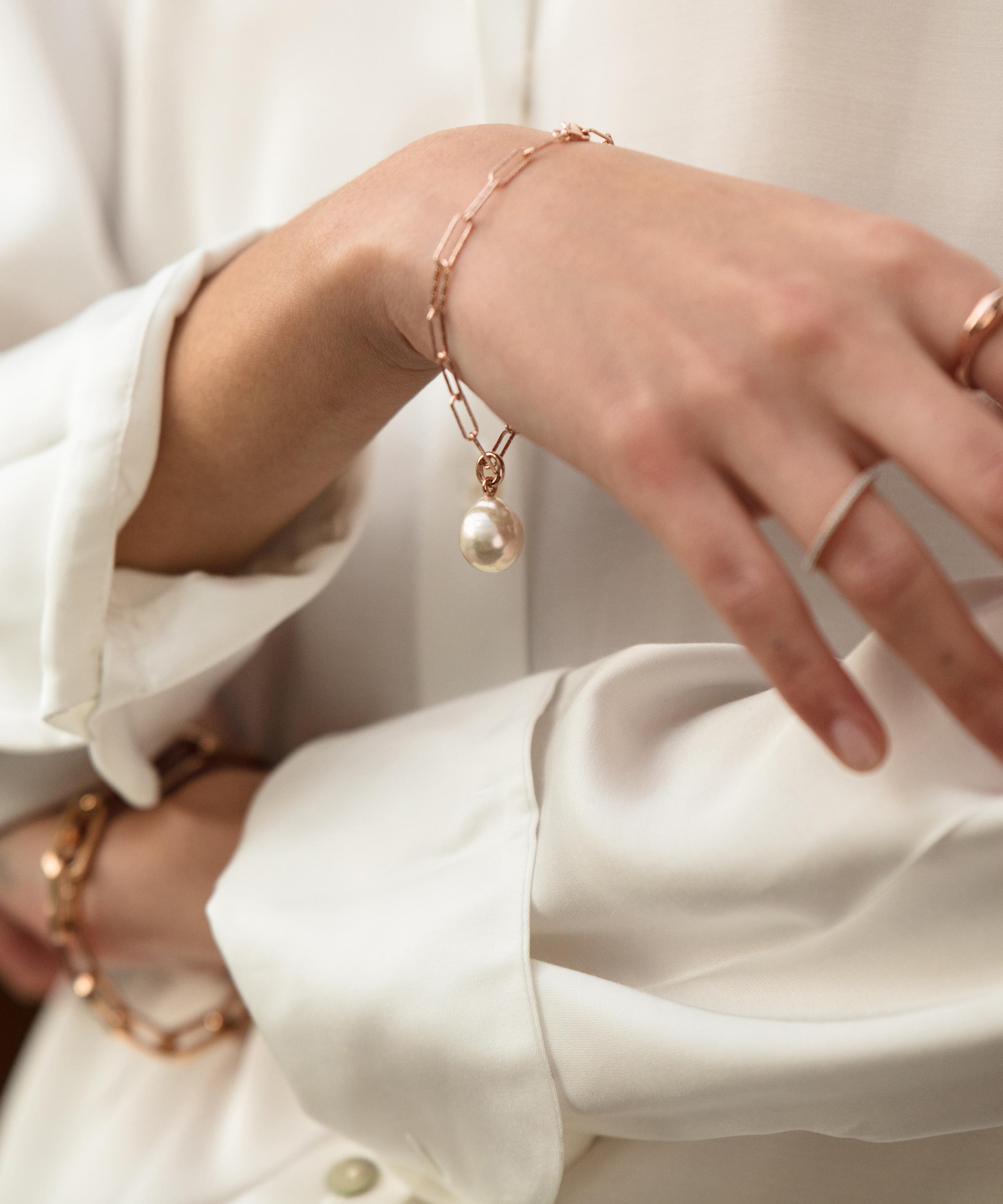 Monica Vinader - Rose Gold Plated Vermeil Silver Alta Textured Chain Bracelet image number 1