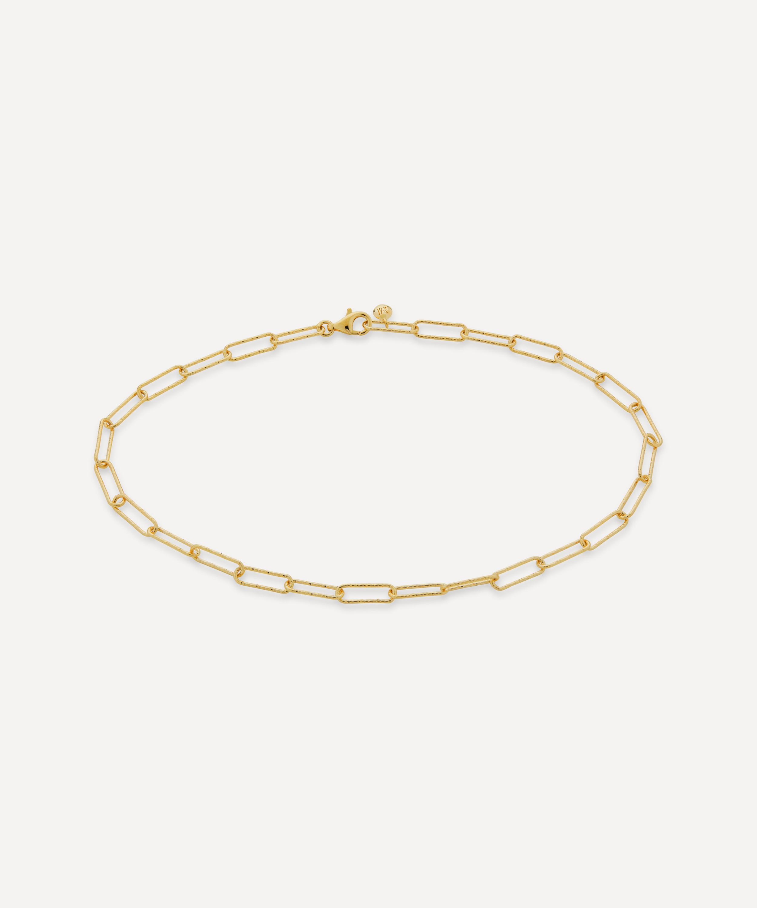 Monica Vinader - Gold Plated Vermeil Silver Alta Textured Chain Anklet image number 0