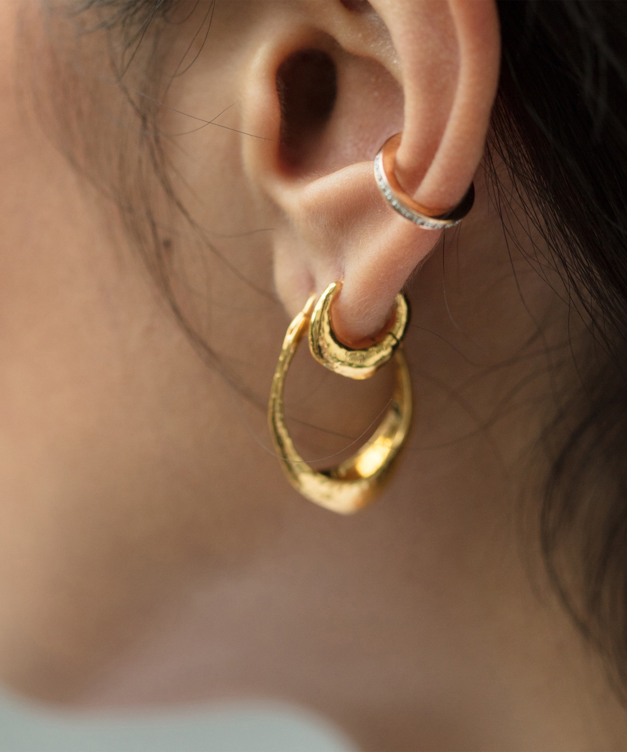 Monica Vinader - Gold Plated Vermeil Silver Deia Huggie Hoop Earrings image number 1