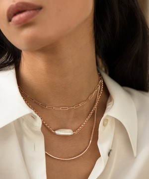 Monica Vinader - Gold Plated Vermeil Silver Deia Curve Necklace image number 2