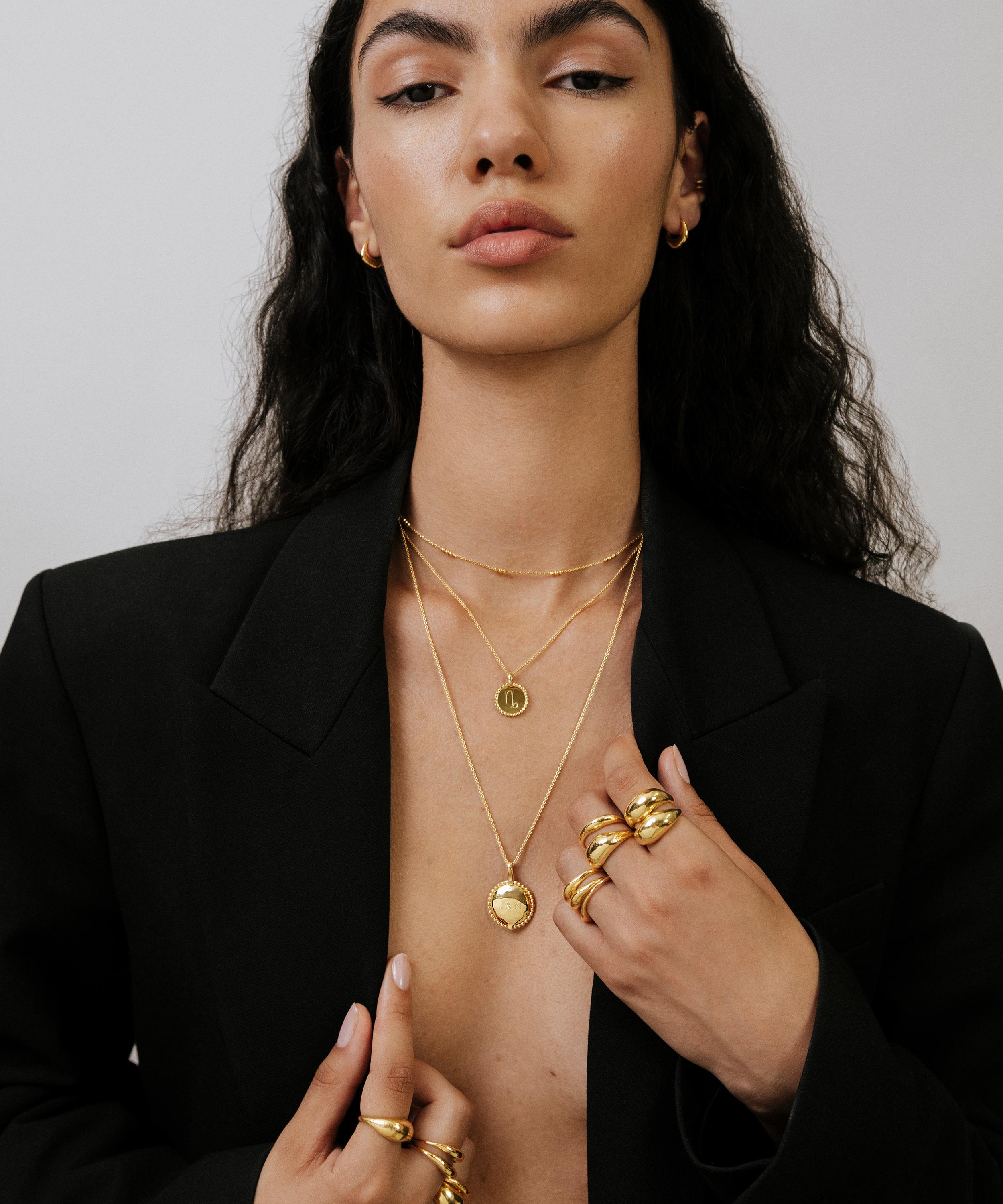 Monica Vinader - Gold Plated Vermeil Silver Deia Domed Ring image number 