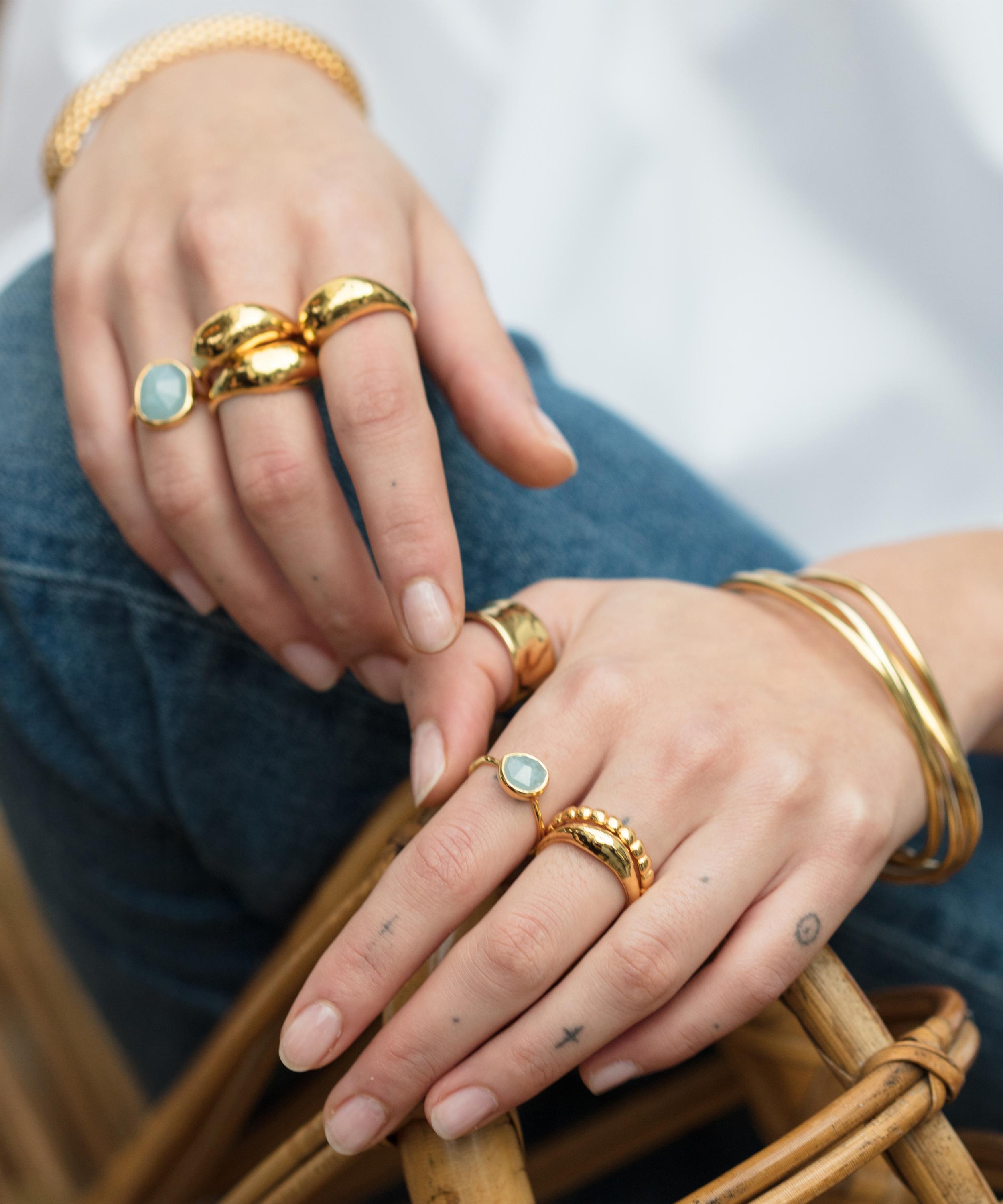 Monica Vinader - Gold Plated Vermeil Silver Deia Domed Ring image number 