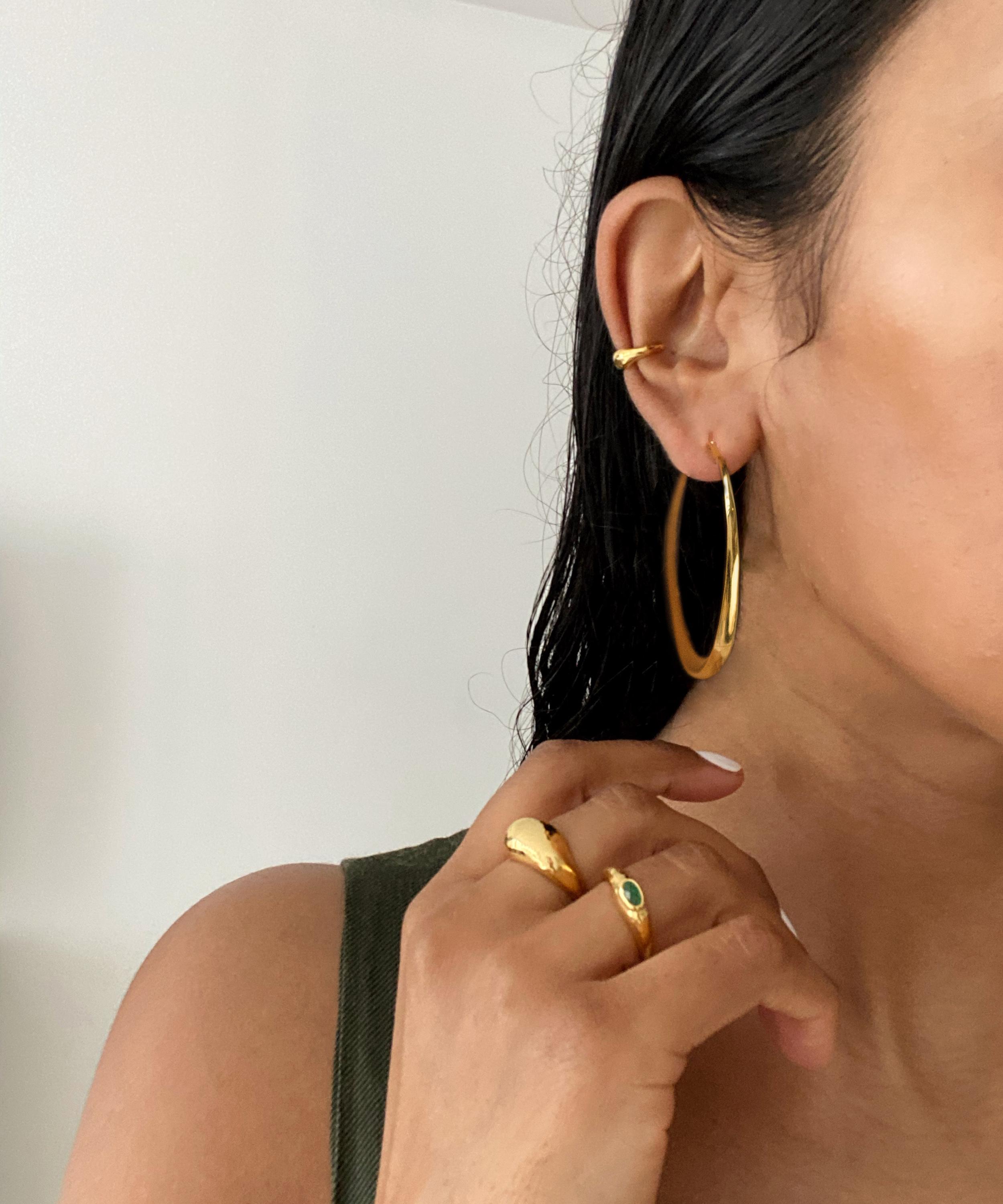 Monica Vinader - Gold Plated Vermeil Silver Deia Green Onyx Ring image number 1