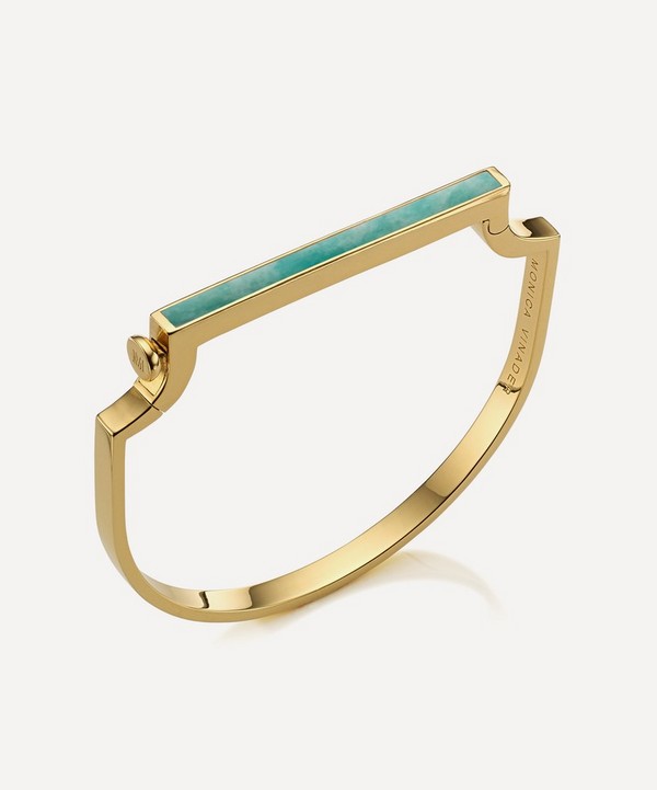 Monica Vinader - Gold Plated Vermeil Silver Signature Amazonite Bangle image number null