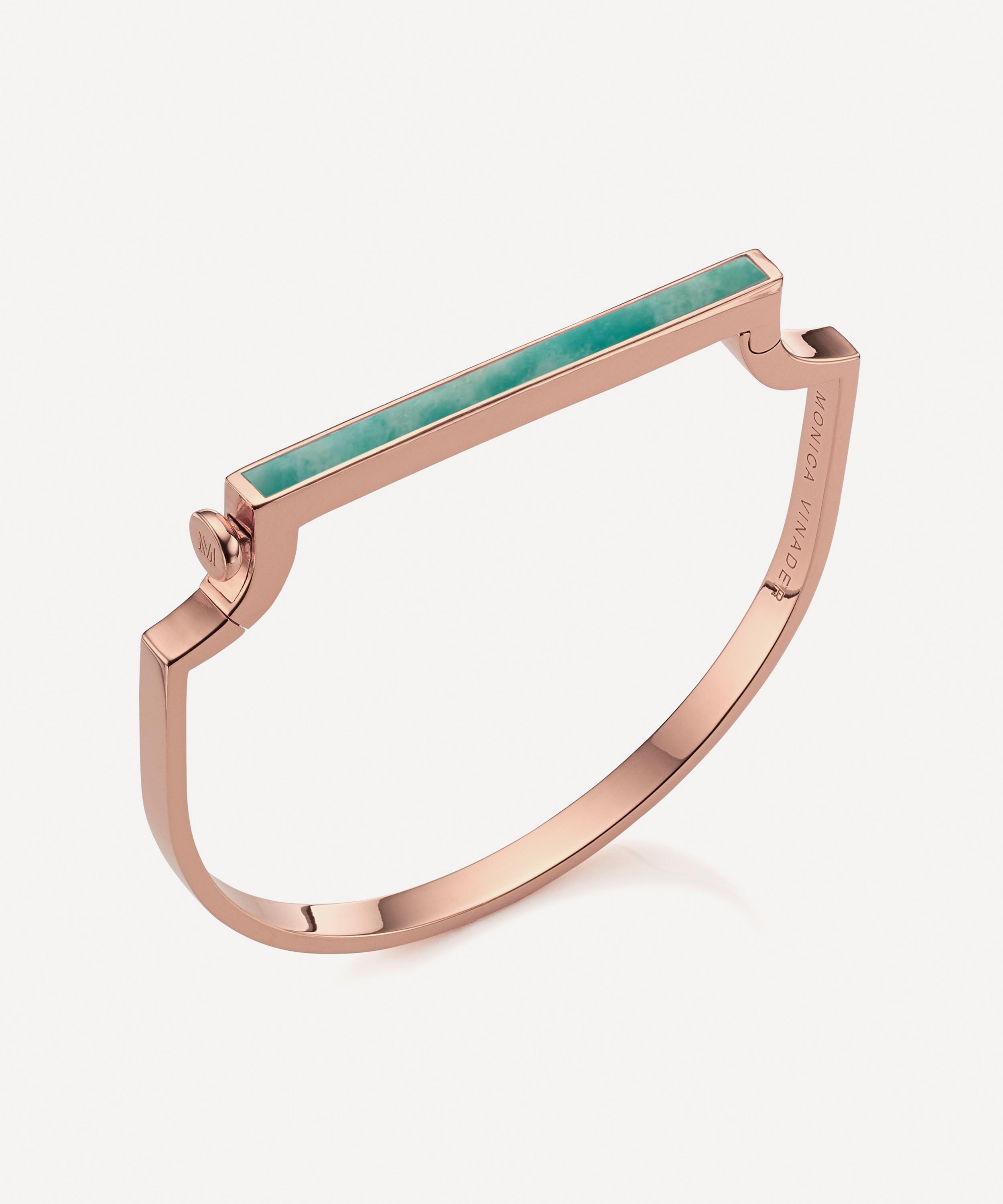 Monica Vinader - Rose Gold Plated Vermeil Silver Signature Amazonite Bangle image number 0