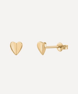 Dinny Hall - 10ct Gold Bijou Small Folded Heart Stud Earrings image number 0
