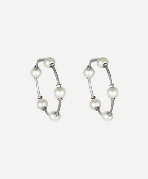 Kojis - White Gold Pearl Hoop Earrings image number 0