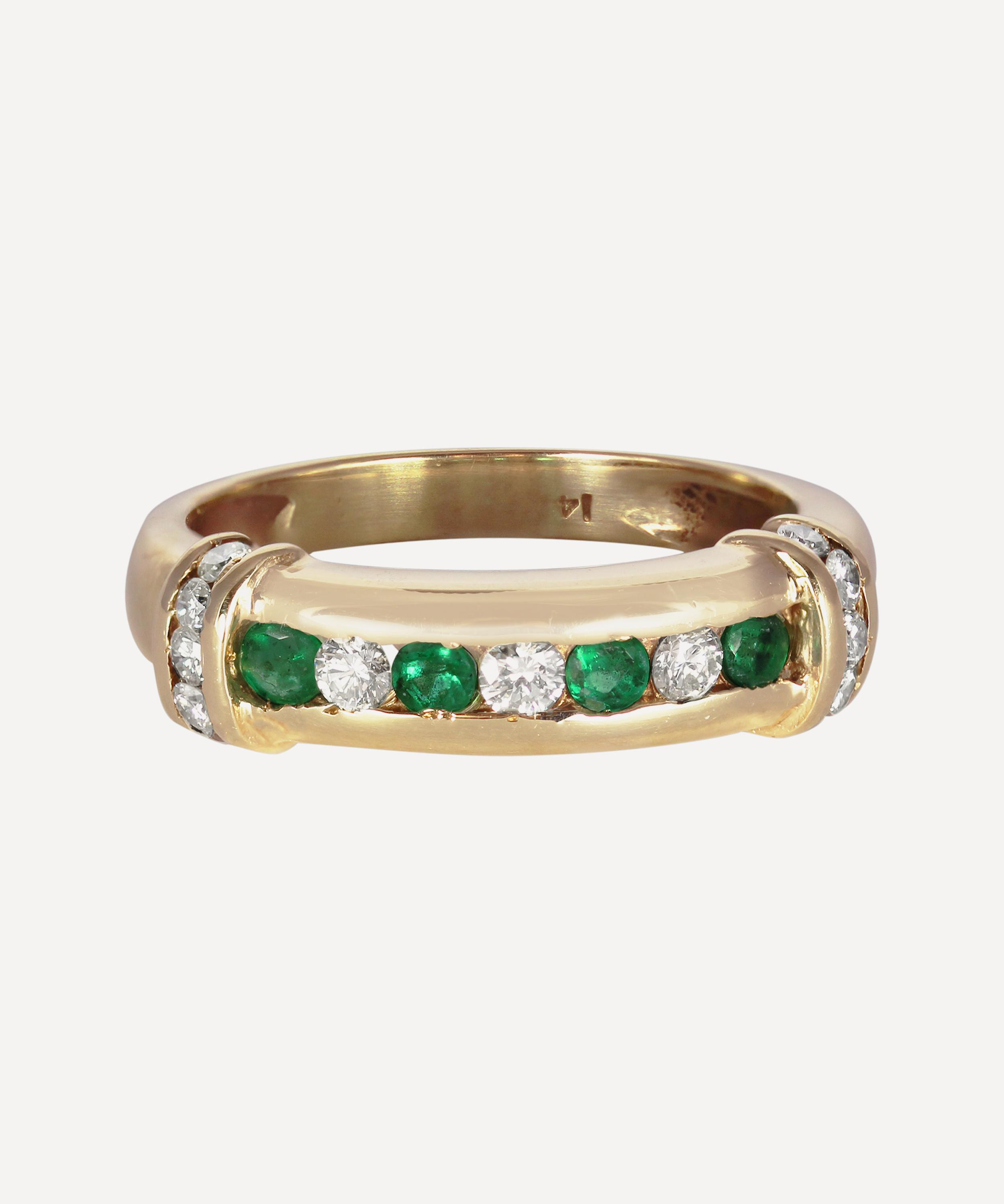 Kojis - Gold Diamond and Emerald Band Ring image number 0