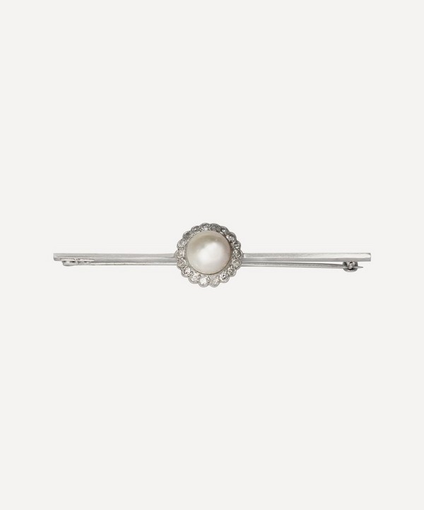 Kojis - Platinum-Plated Gold 1910s Antique Pearl and Diamond Brooch image number null