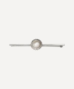 Platinum-Plated Gold 1910s Antique Pearl and Diamond Brooch