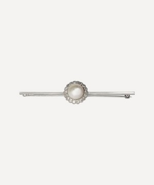 Kojis - Platinum-Plated Gold 1910s Antique Pearl and Diamond Brooch image number 0