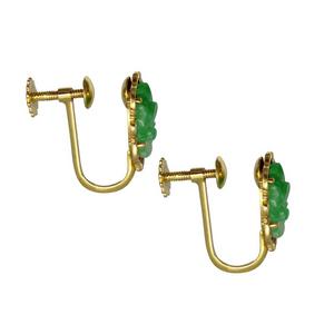 Kojis - Gold 1960s Jade Screw-Back Earrings image number 2