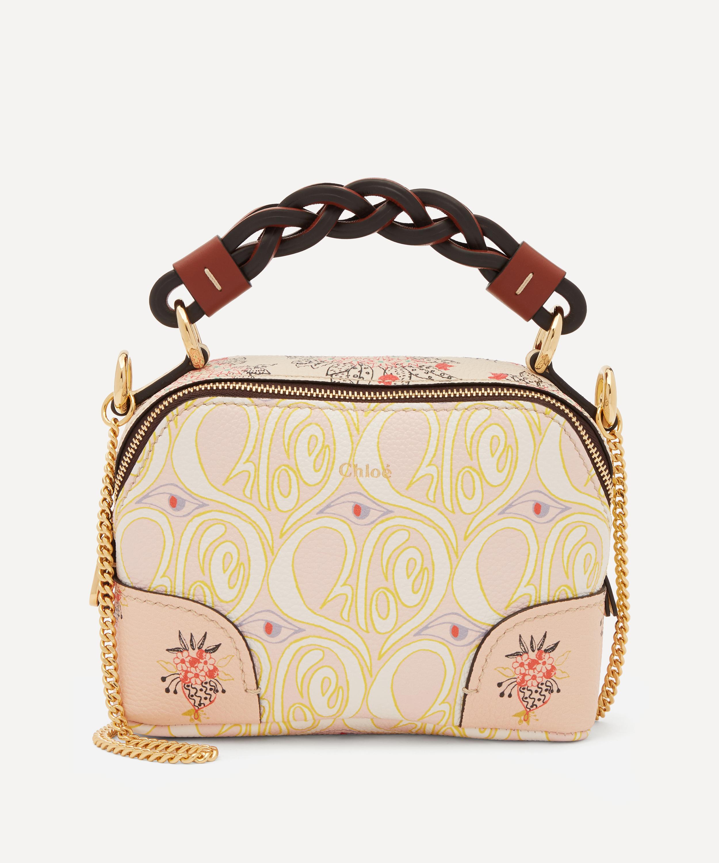CHLOÉ DARIA MINI HEARTY FLORAL PRINT LEATHER CHAIN HANDBAG,000725650