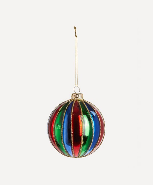 Unspecified - Multicoloured Stripe Glass Bauble image number 0