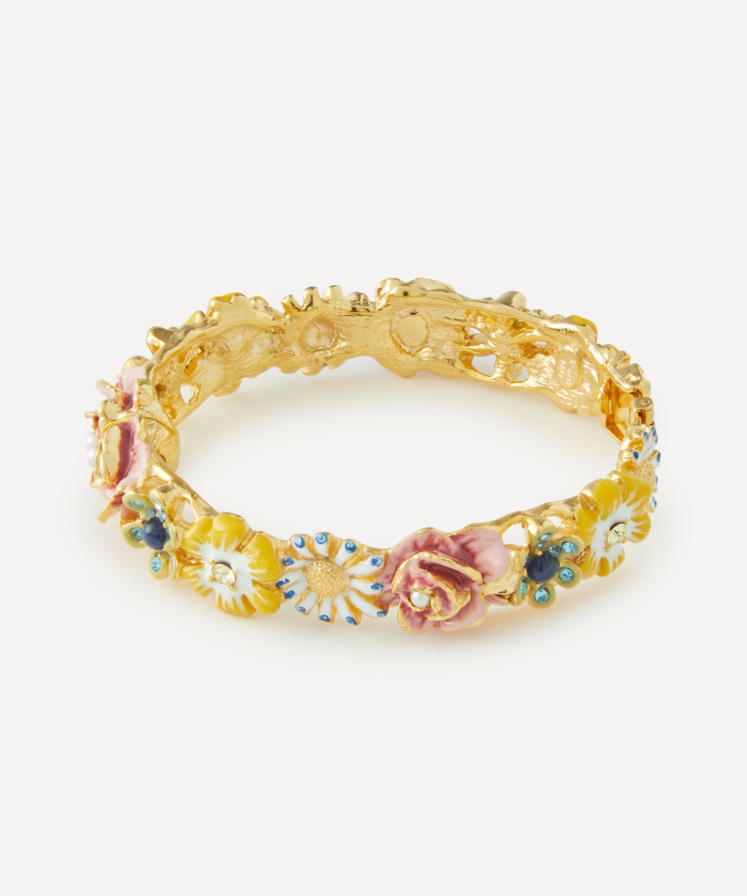 Kenneth Jay Lane - Gold-Plated Enamel Flower Bangle image number 0