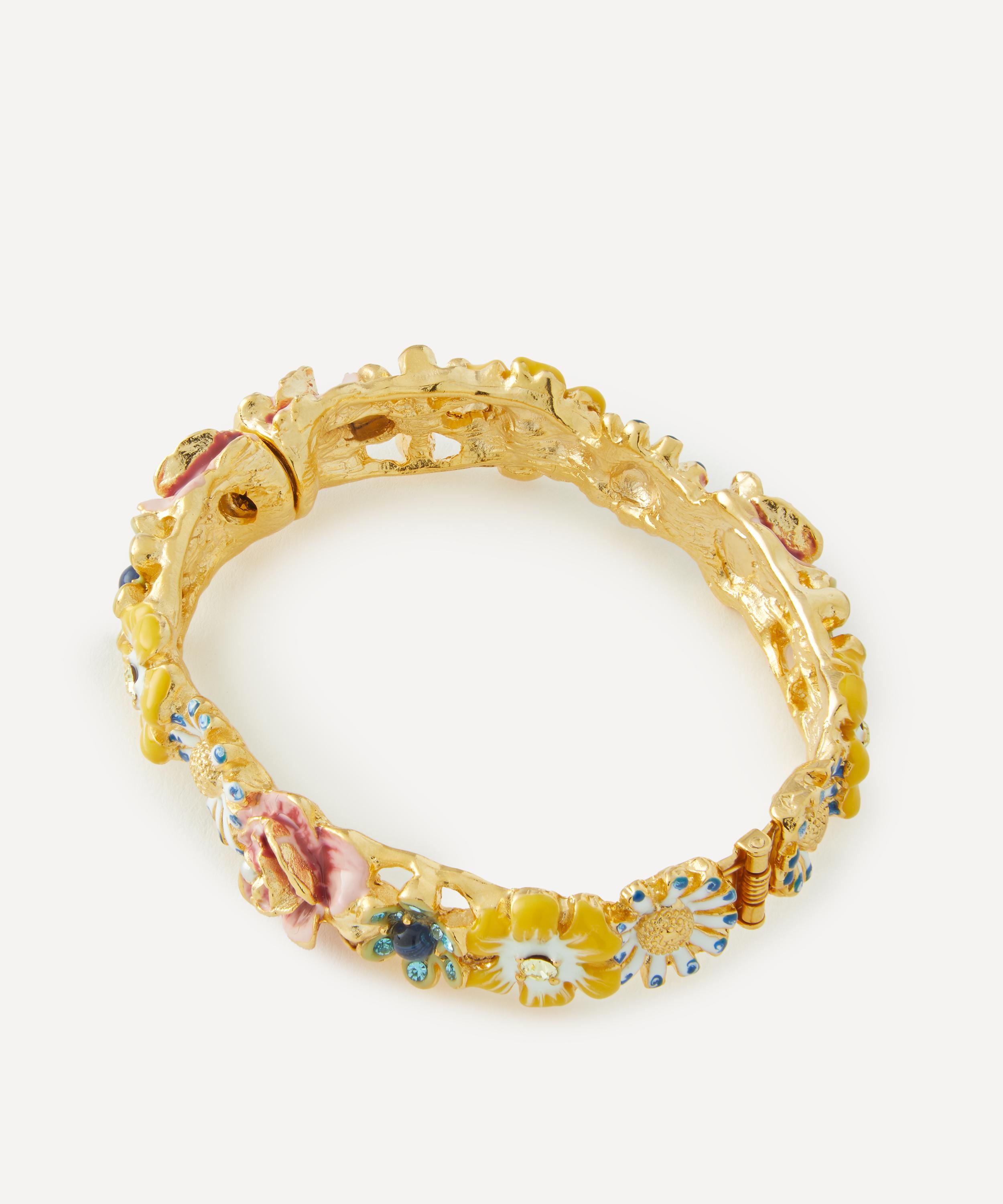 Kenneth Jay Lane - Gold-Plated Enamel Flower Bangle image number 1