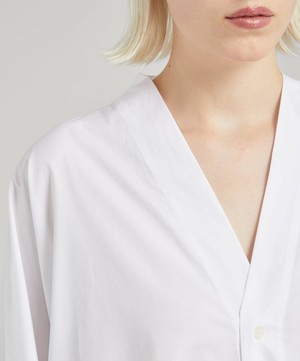 Eskandar - Sloped Shoulder V-Neck Cotton Shirt image number 4