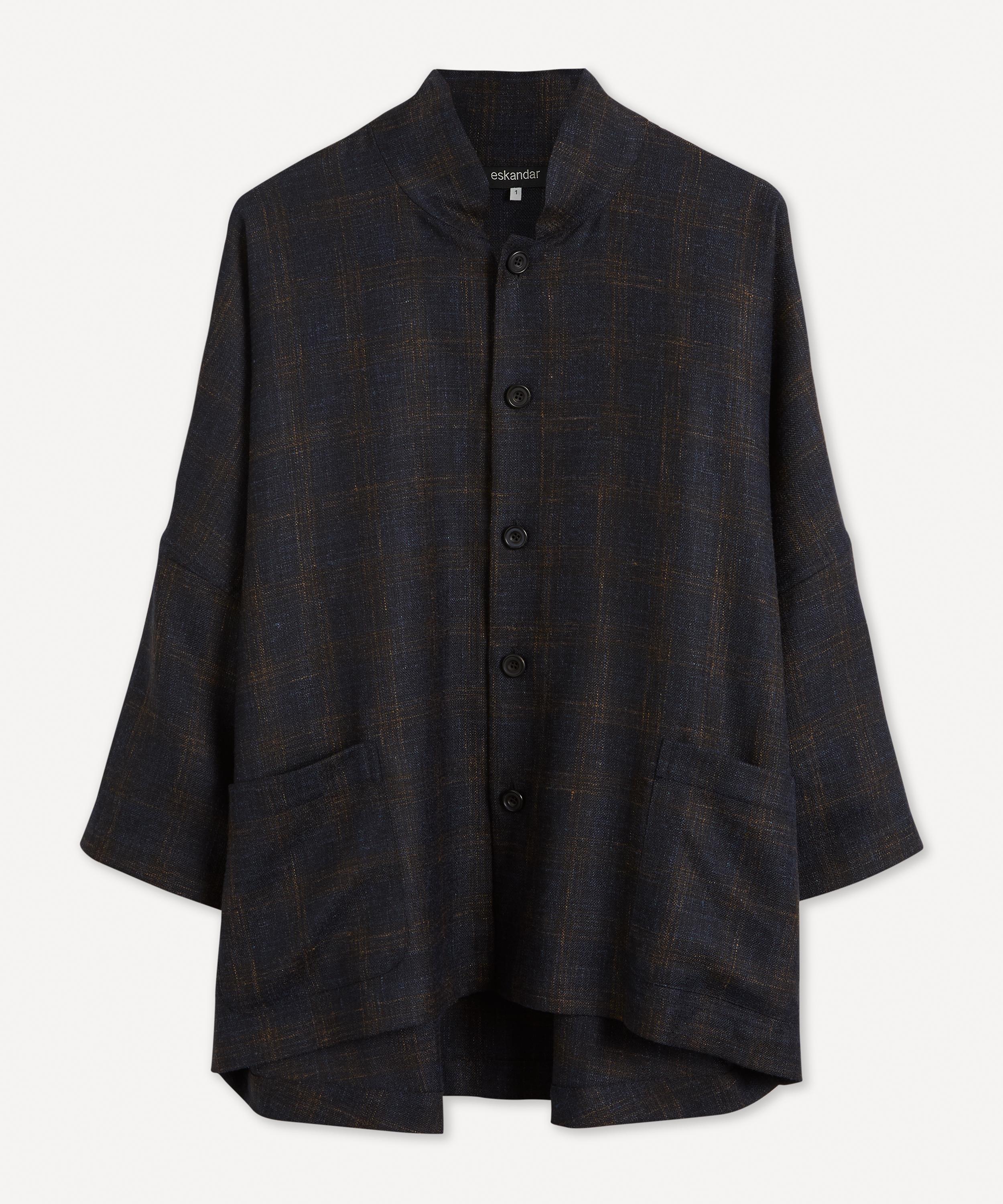 Eskandar - Sloped Shoulder Mandarin Collar Jacket image number 0