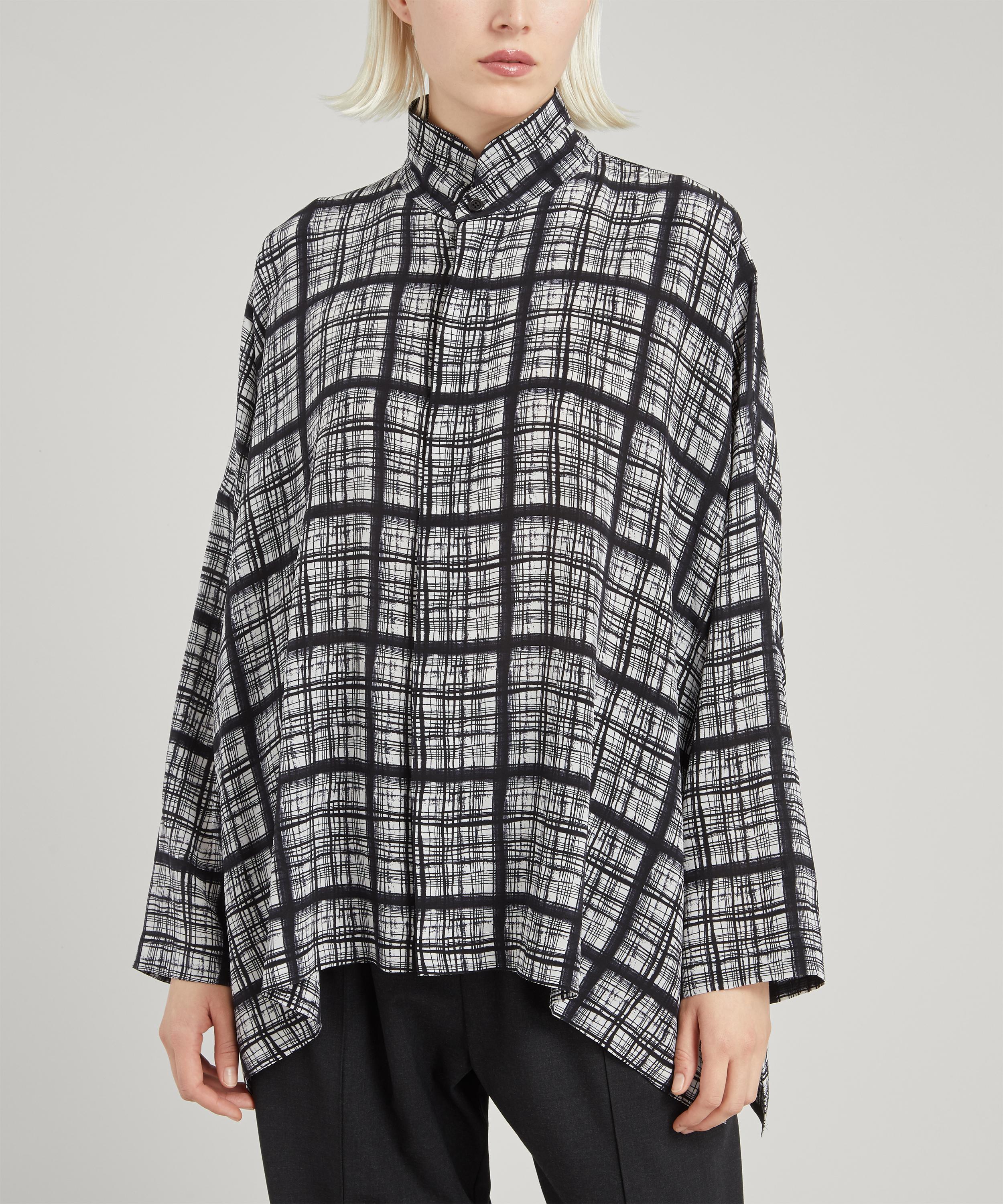 Eskandar - Stand Collar Wide Back Silk Shirt image number 1