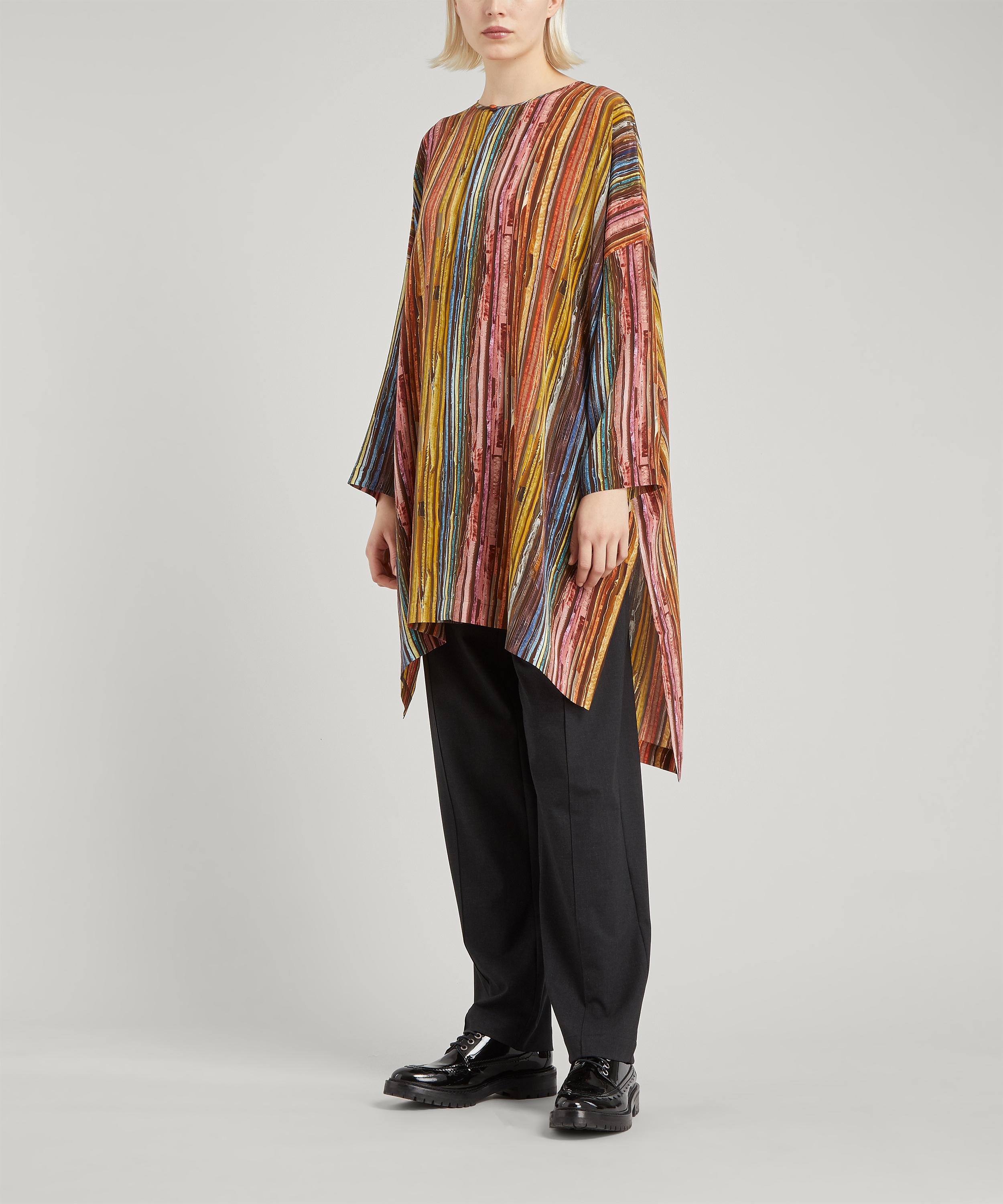 Eskandar Rainbow Print Silk Tunic Top