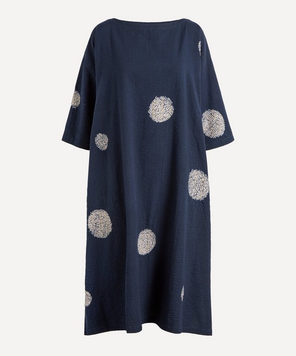 Eskandar - Scattered Disc Shibori-Dyed Cotton Tunic Dress image number null