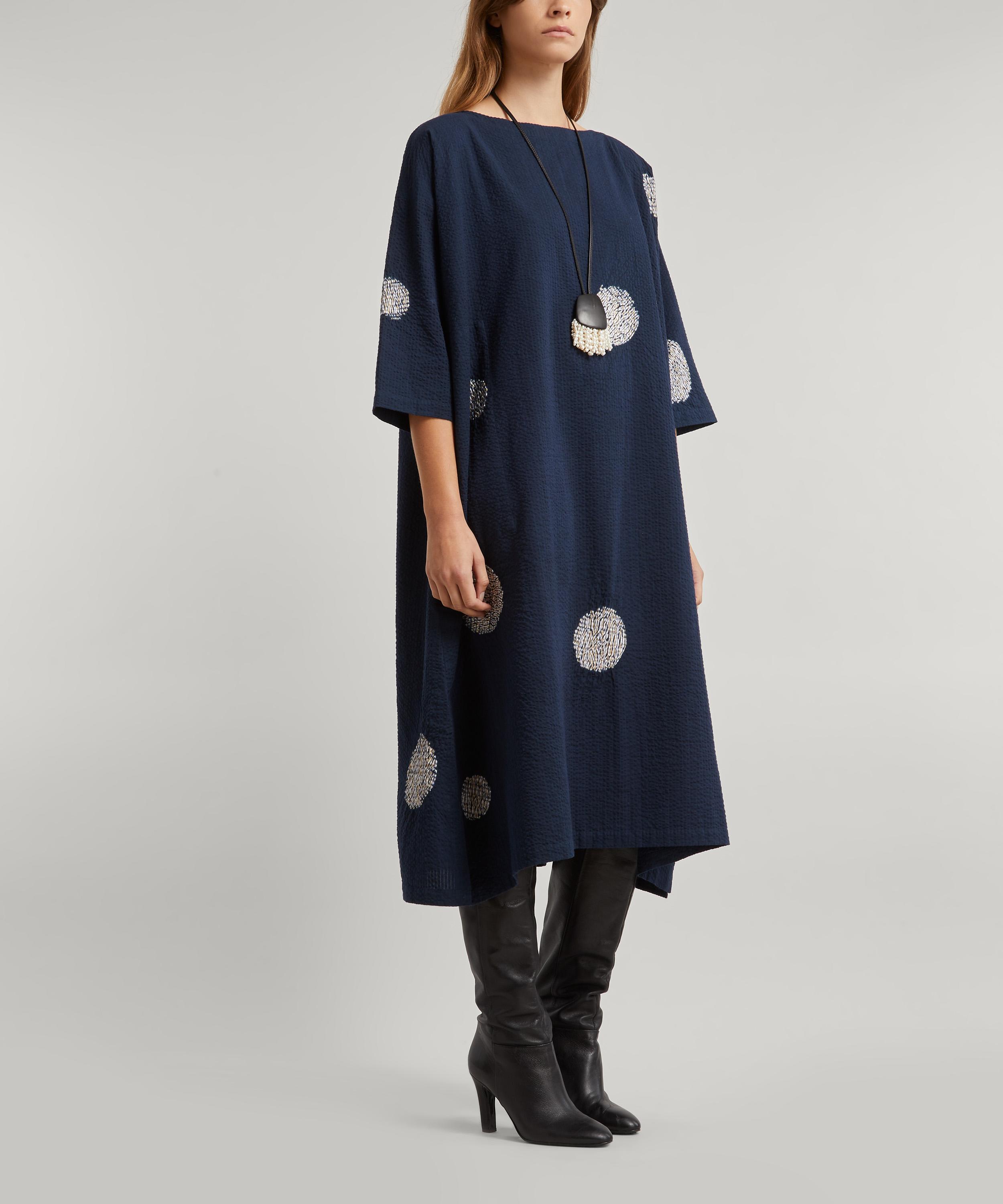 Eskandar - Scattered Disc Shibori-Dyed Cotton Tunic Dress image number 1