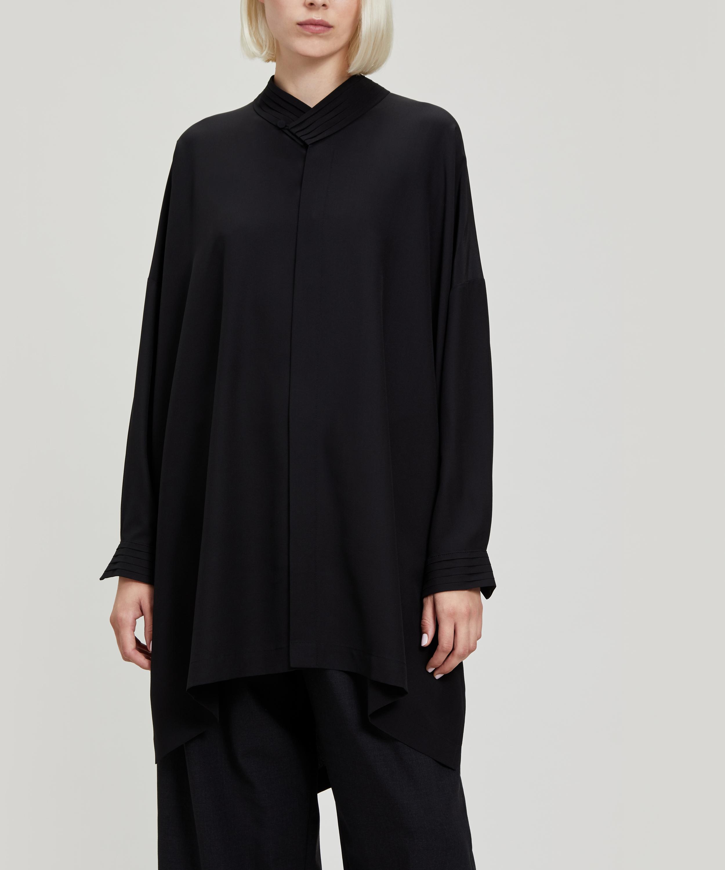 Eskandar - Crepe Pleat Collar Shirt image number 0