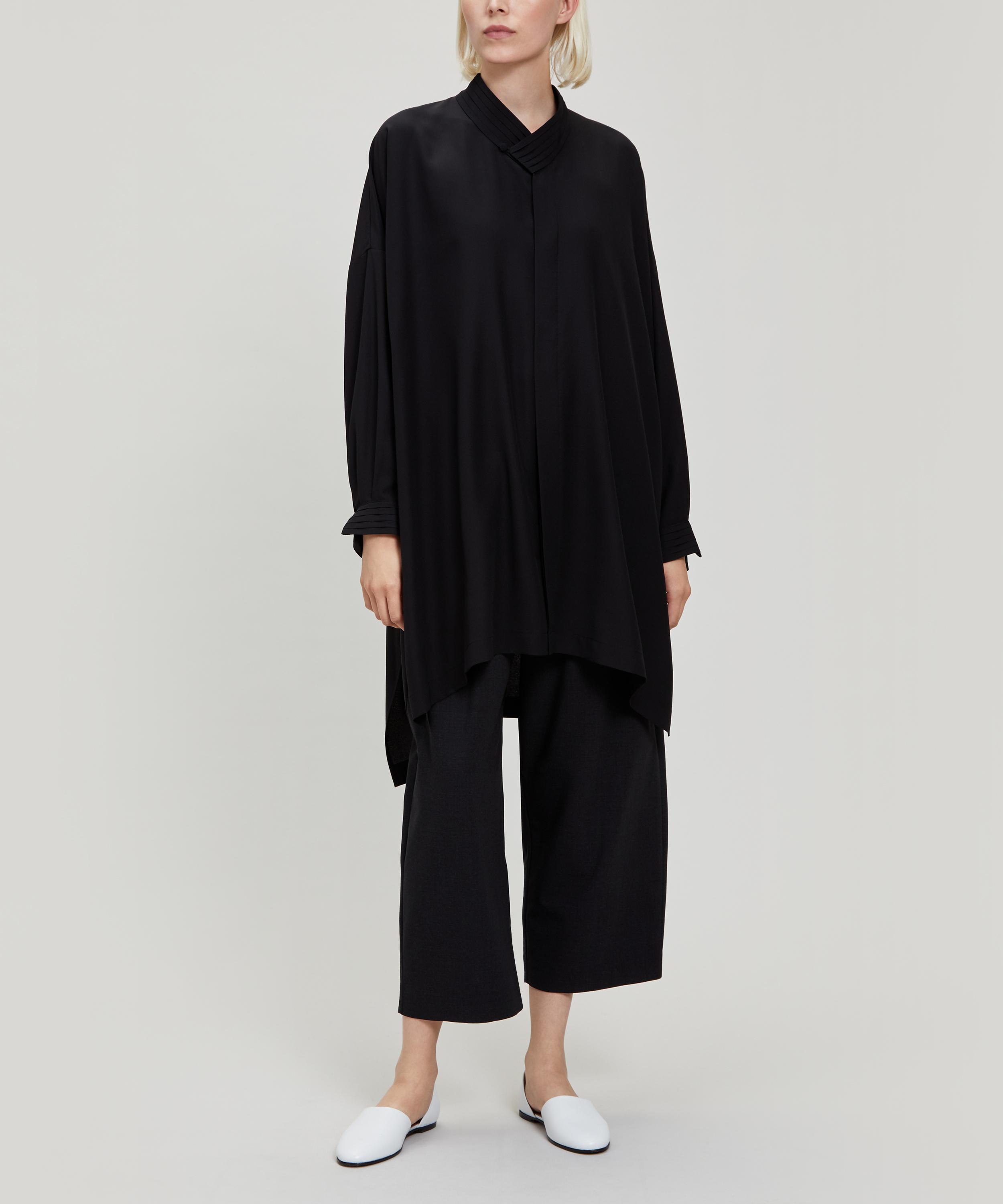 Eskandar - Crepe Pleat Collar Shirt image number 1