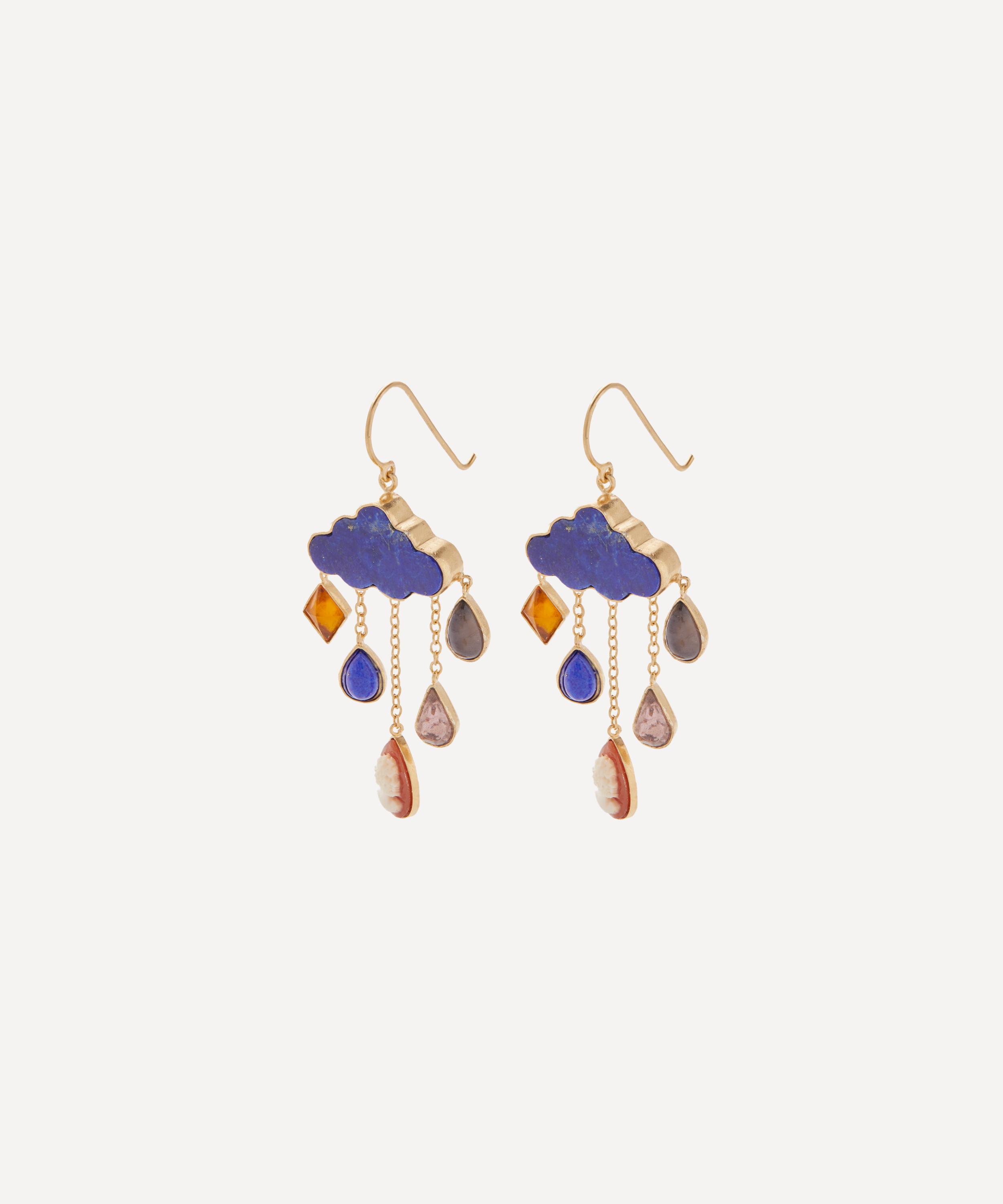 18ct Gold-Plated Cloud And Rain Chain Drop Earrings