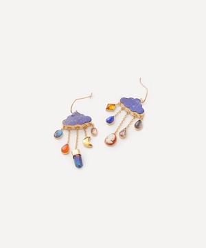 Grainne Morton - 18ct Gold-Plated Cloud And Rain Chain Drop Earrings image number 2